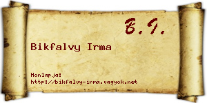 Bikfalvy Irma névjegykártya